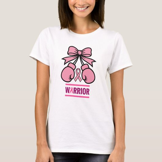 モダンな乳がん啓発の戦士 Tシャツ (正面)