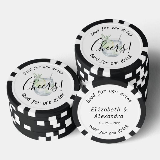 モダンな乾杯 ジントニックドリンク ウェディング ポーカーチップ (積み重ね)