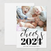 モダンな乾杯 ハッピーニューイヤー写真 シーズンカード (正面/裏面)