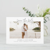 モダンな予算でスクリプト写真を保存する - 日付のお知らせ 招待状 (スタンド正面)