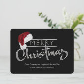 モダンな企業のクリスマスカード 赤いサンタ帽子 シーズンカード (スタンド正面)