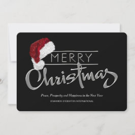 モダンな企業のクリスマスカード 赤いサンタ帽子 シーズンカード