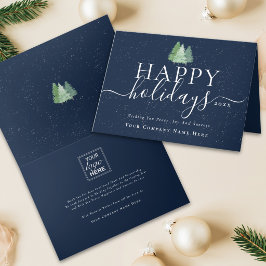 モダンな企業のクリスマスツリー雪の会社のロゴ シーズンカード