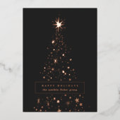 モダンな企業のクリスマスツリー 箔シーズンカード (正面)