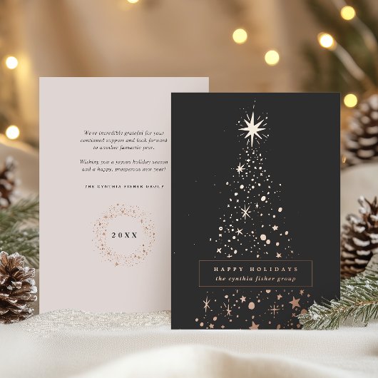 モダンな企業のクリスマスツリー 箔シーズンカード