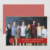 モダンな企業のクリスマスロゴチーム写真 赤 シーズンカード (正面/裏面)