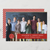 モダンな企業のクリスマスロゴ チーム写真 赤 シーズンカード (正面/裏面)