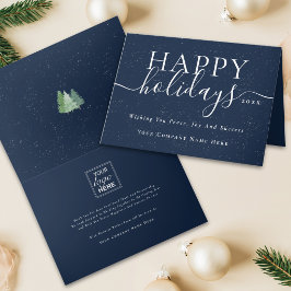 モダンな企業のクリスマス スノー 会社ロゴ シーズンカード