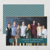 モダンな企業のクリスマス ロゴ チーム フォト ティール シーズンカード (正面/裏面)