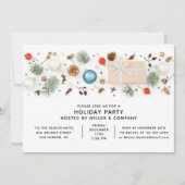 モダンな企業クリスマスパーティーのミニマルスタイル 招待状 (正面)