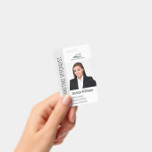 モダンな企業従業員写真ロゴ名グレーID バッジ (手持ち)