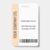 モダンな企業従業員写真ロゴ名ピーチID バッジ (裏面)