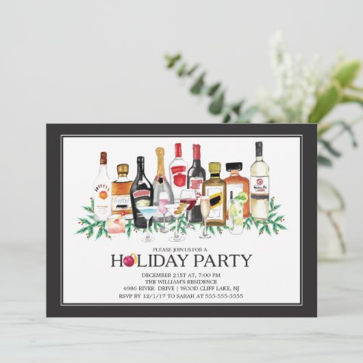 モダンな休日のカクテルのパーティの招待状 招待状 (スタンド正面)