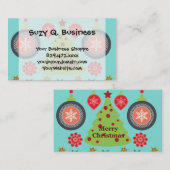 モダンな休日のメリークリスマスの木の雪片 名刺 (正面/裏面)