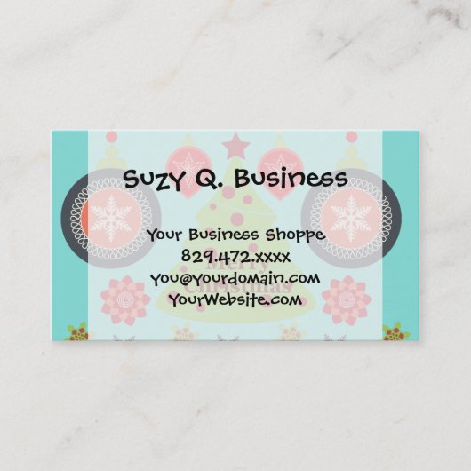 モダンな休日のメリークリスマスの木の雪片 名刺 (正面)