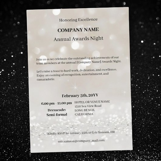 モダンな会社のビジネスアワード・ガラ・ナイト 招待状