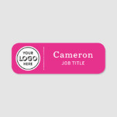 モダンな会社のロゴ入りホットピンクの従業員 名札 (正面)