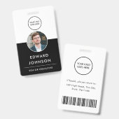 モダンな会社用写真付きIDバーコードカード社員 バッジ (表裏)