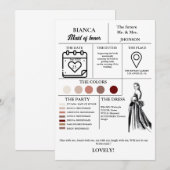 モダンな伴娘情報カード ウェディングパーティー カード (正面/裏面)