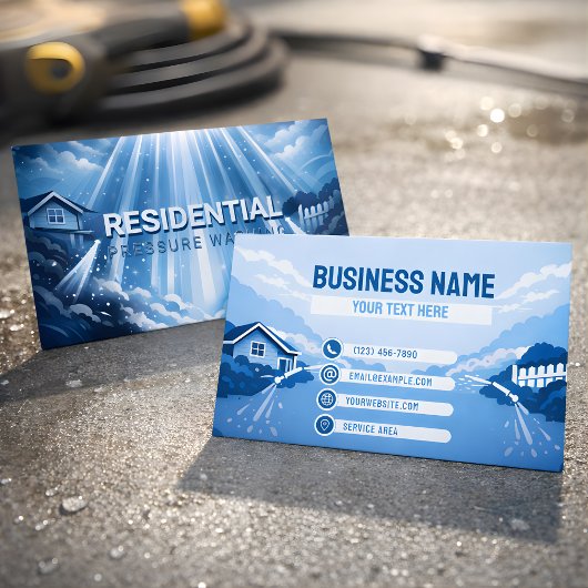 モダンな住宅の高圧洗浄ミストの輝き 名刺