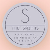 モダンな住所&イニシャル | ぼんやりとした紫とラベンダー ラウンドシール