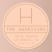 モダンな住所＆イニシャル | ピンク ラウンドシール