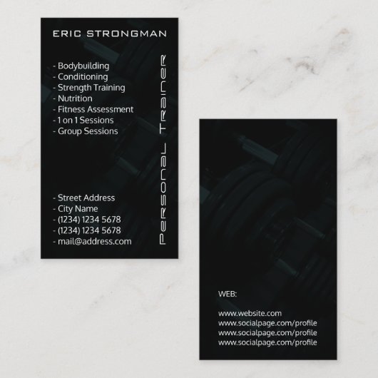 モダンな体育館は暗いスタイルを詳しく述べます 名刺 (正面/裏面)