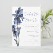 モダンな何かブルーのアイリス ブライダルシャワー 招待状 (スタンド正面)
