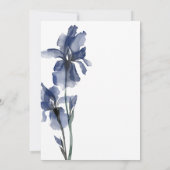 モダンな何かブルーのアイリス ブライダルシャワー 招待状 (裏面)