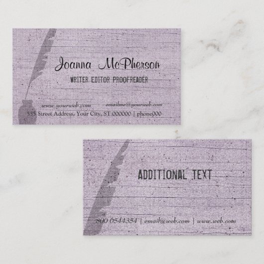 モダンな作家の旧式なペンのトレンディーのモダン 名刺 (正面/裏面)