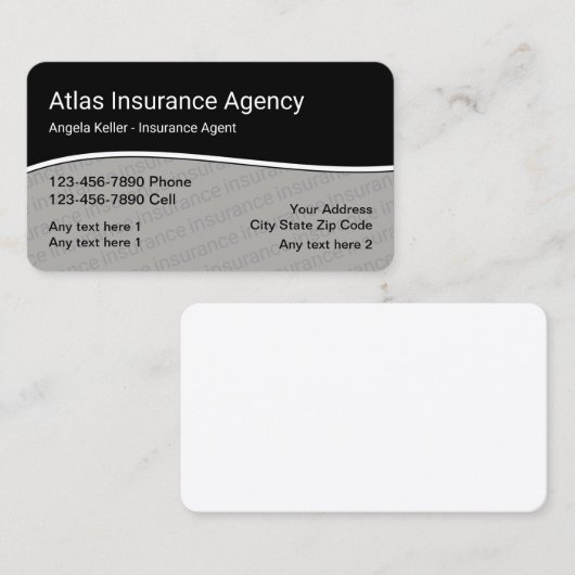 モダンな保険代理店 名刺 (正面/裏面)