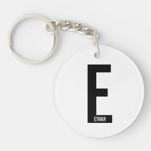 モダンな個人用ボールドモノグラムと名前 キーホルダー