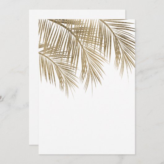モダンな偽の金のヤシの木のエレガントな結婚式 招待状 (正面/裏面)