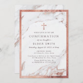 モダンな偽の金箔押しローズゴールド大理石の確認 招待状 (正面/裏面)