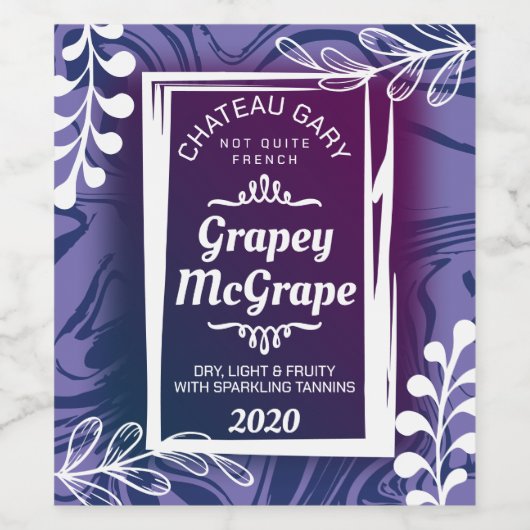 モダンな偽大理石のカスタムカラーオーダーメイド ワインラベル (シングルラベル)