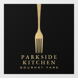 モダンな偽金フォーク レストラン ロゴ(黒地) ウィンドウサイン