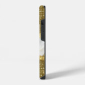 モダンな偽金ラメ大理石モノグラム iPhoneケース (左側面)