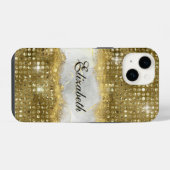 モダンな偽金ラメ大理石モノグラム iPhoneケース (裏面横)