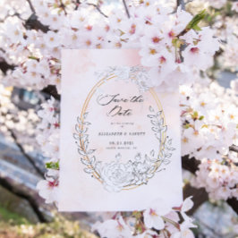 モダンな優しいバラのSave The Dateカード セーブザデート