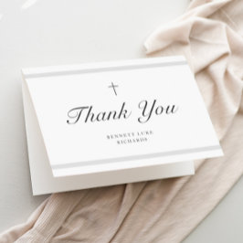 モダンな優雅さ 男の子または女の子の洗礼 サンキューカード