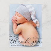 モダンな優雅なカリグラフィー 新生児ベイビー サンクス B ポストカード (正面)