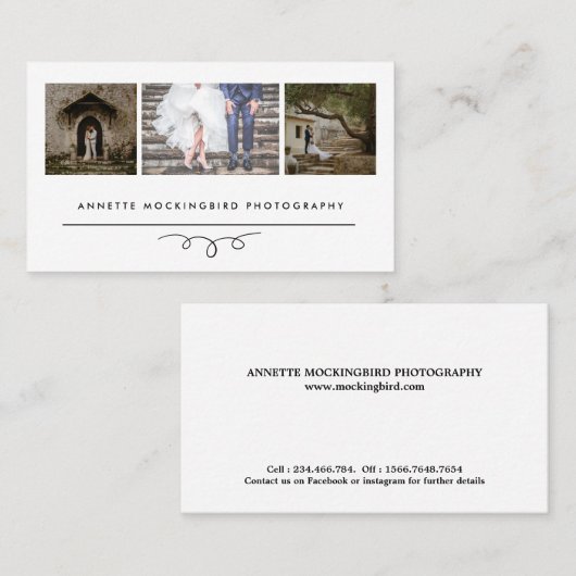 モダンな優雅|の写真撮影3つの写真 名刺 (正面/裏面)