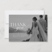 モダンな全面写真横長結婚式サンクスカード サンキューカード (正面)