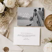 モダンな全面写真横長結婚式サンクスカード サンキューカード