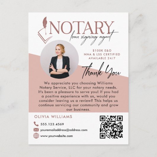 モダンな公証人写真レビュー & 感謝の写真 ポストカード (正面)