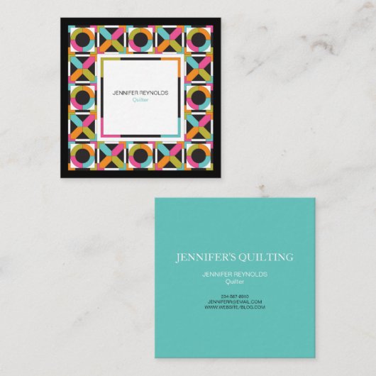 モダンな六角形のキルトパターン スクエア名刺 (正面/裏面)