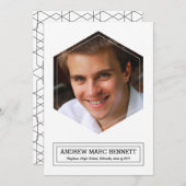 モダンな六角形の写真 卒業おめでとうカード 案内状 (正面/裏面)