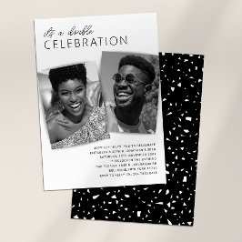 モダンな共同写真 ダブル誕生日パーティー 招待状