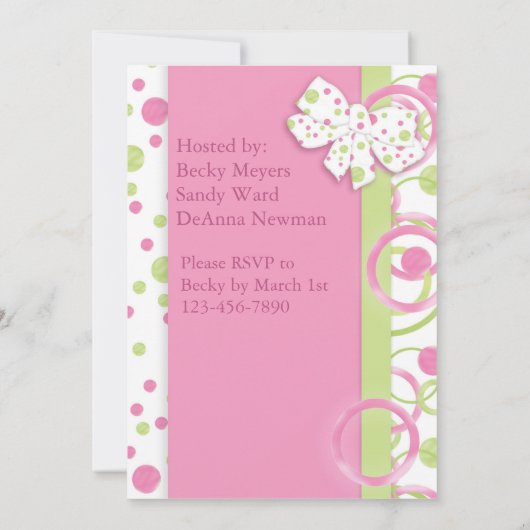 モダンな円の女の赤ちゃんのシャワーの招待状 招待状 (裏面)