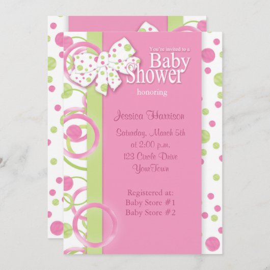 モダンな円の女の赤ちゃんのシャワーの招待状 招待状 (正面/裏面)